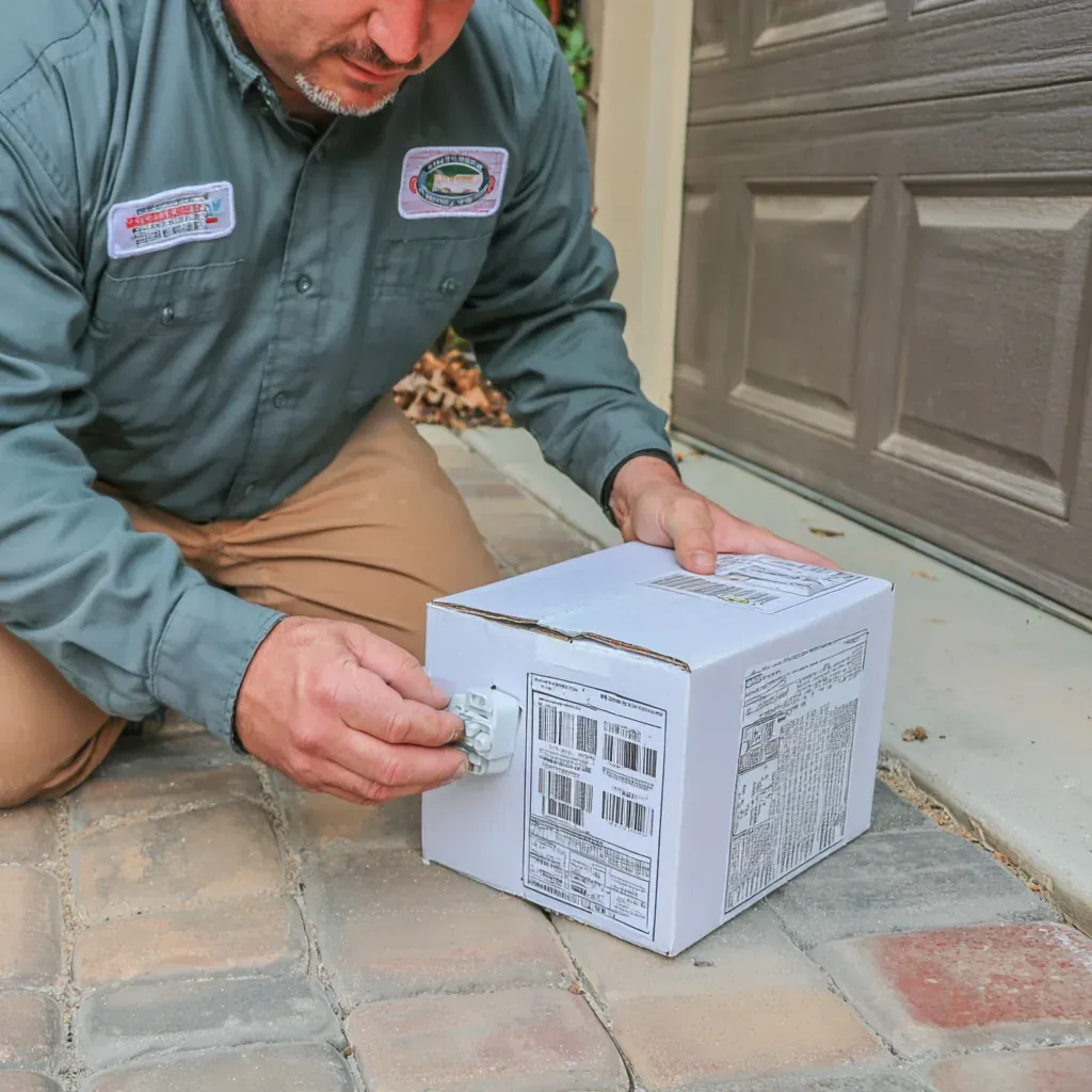 A garage door in Irving being checked over